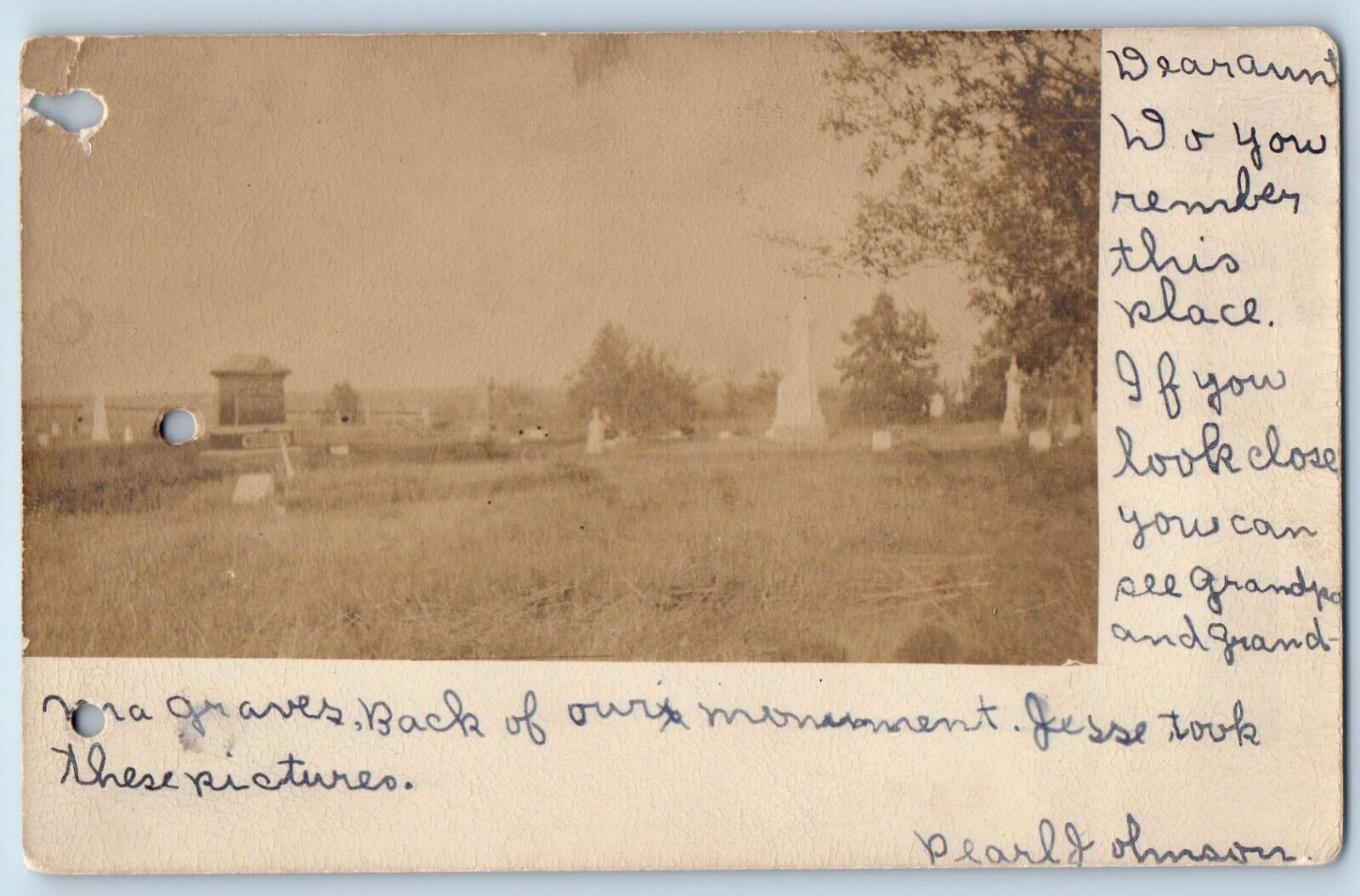 1906 Cemetery Graveyard View At Valders Wisconsin WI RPPC Photo Postcard