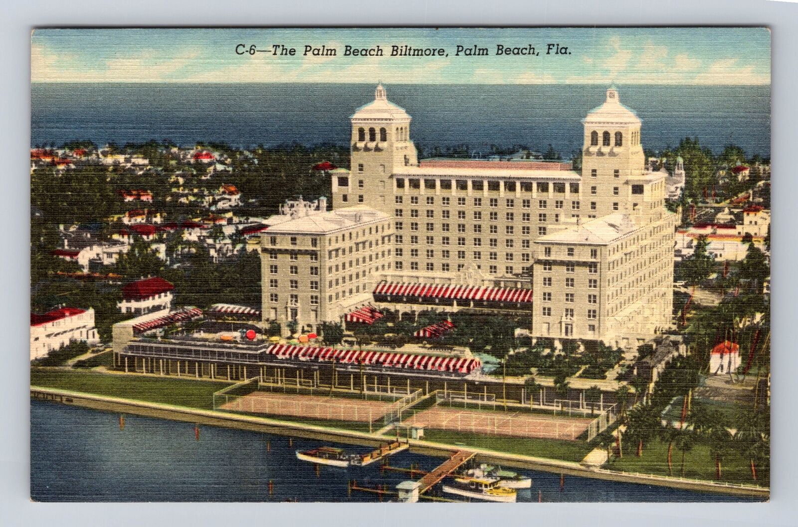 Palm Beach FL-Florida, The Palm Beach Biltmore Hotel, Vintage Souvenir Postcard