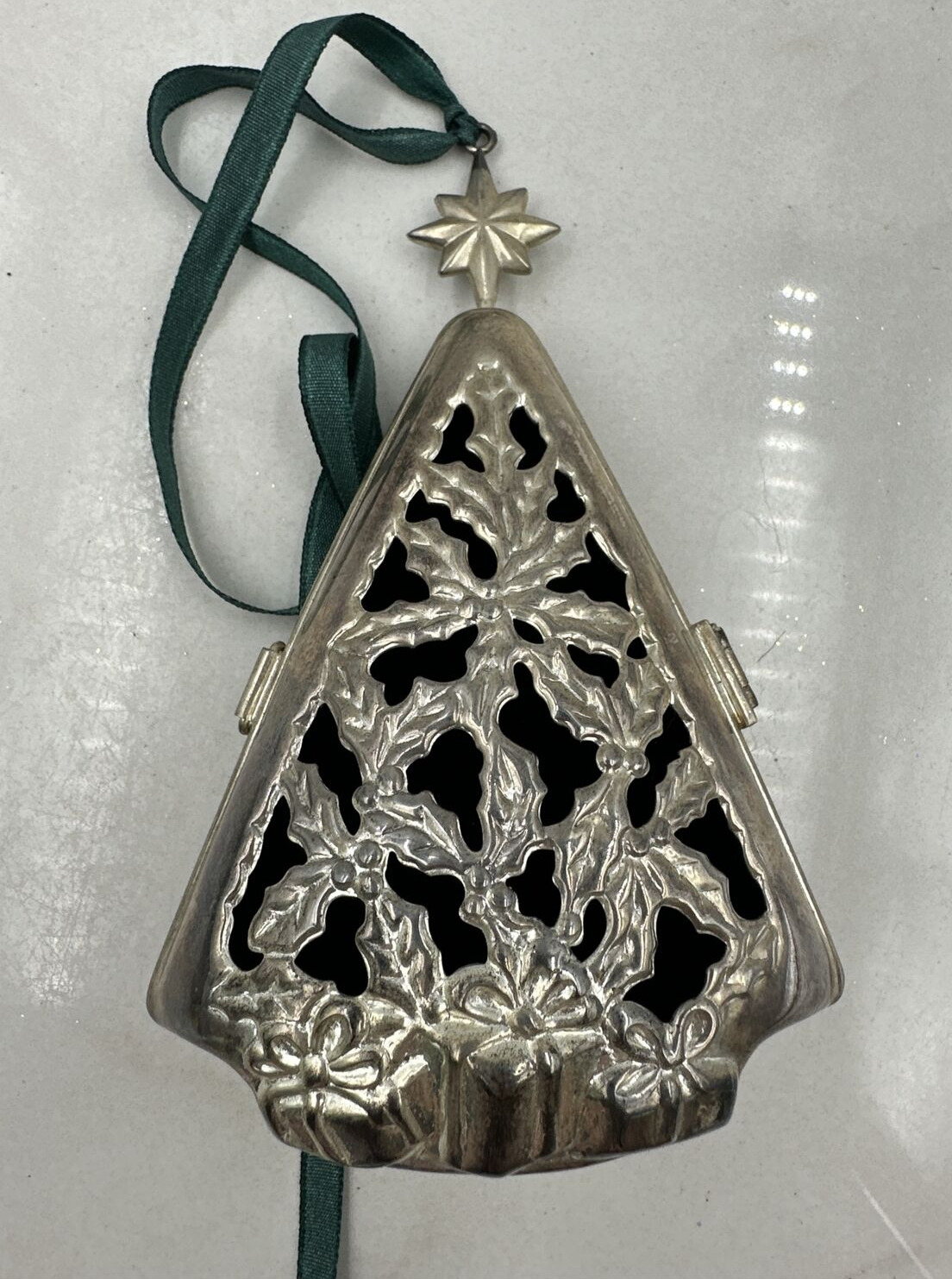 Lenox Christmas Ornaments Silver Plated Locket Style Kirk Stieff Tree Floral
