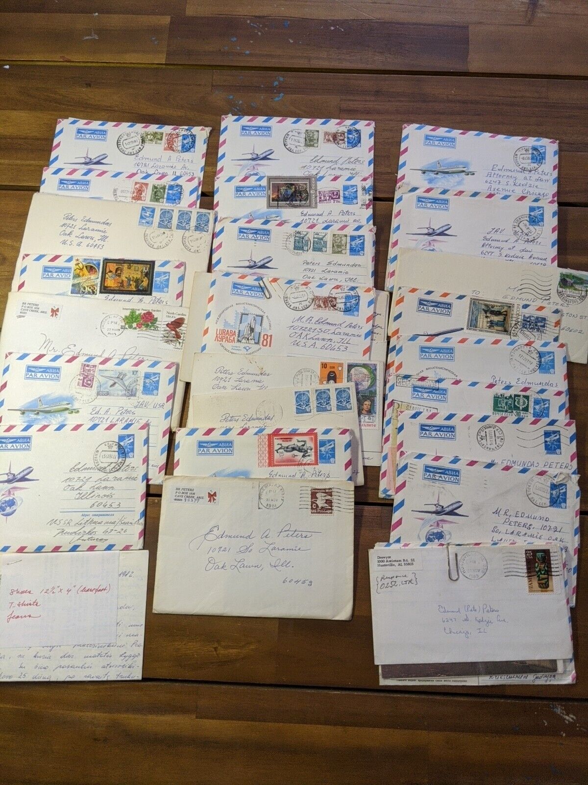 Lot Of (25+) Vintage Lithuania 1980-90s Letters To Chicago Peters A Edmund 