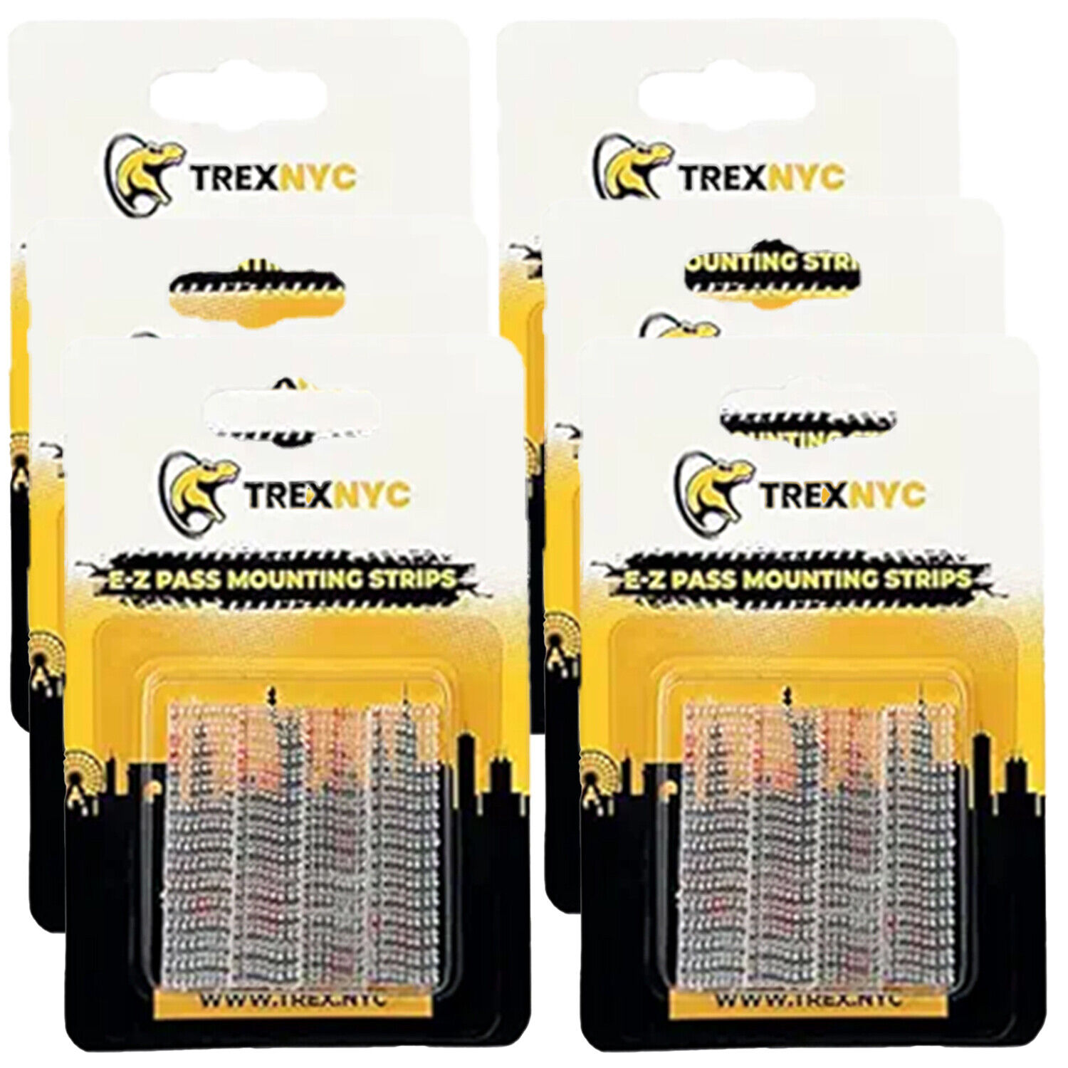 TrexNYC EZ Pass Mounting Strips, 6 Packs
