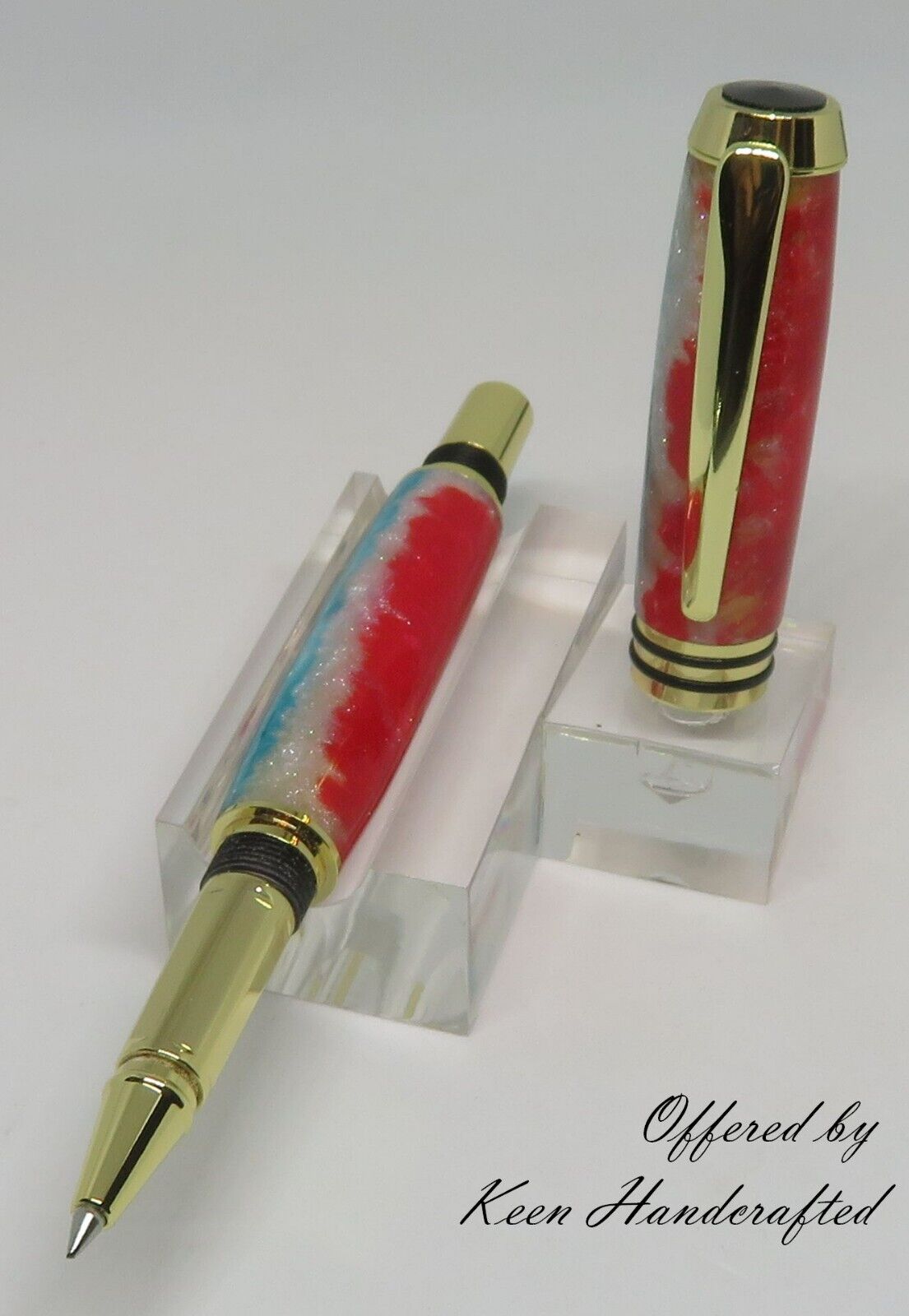oy - Keen Handcrafted Handmade Patriotic Gold Tycoon Rollerball Pen