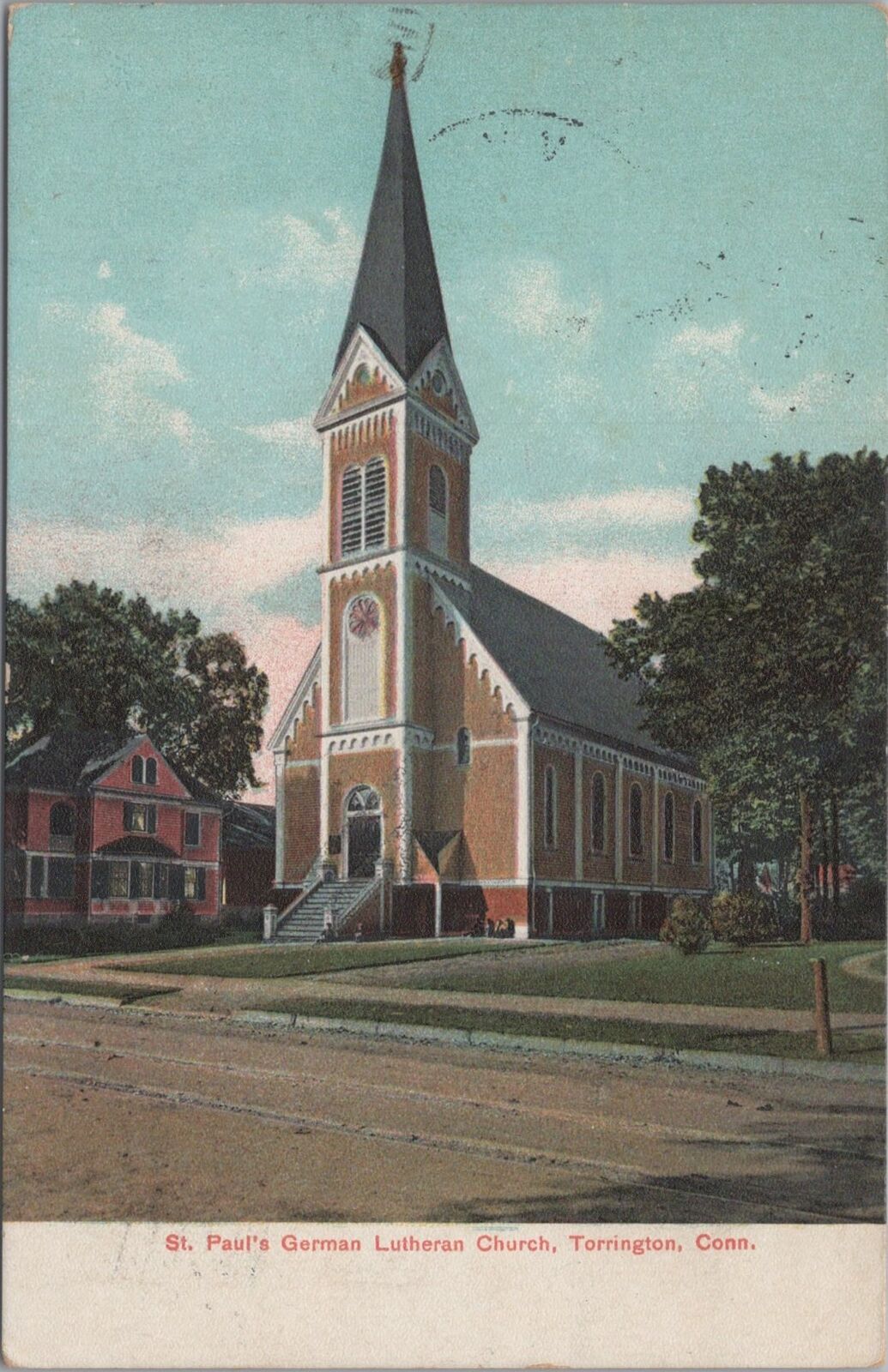 St. Paul's German Lutheran Church, Torrington, Connecticut 1907 Postcard