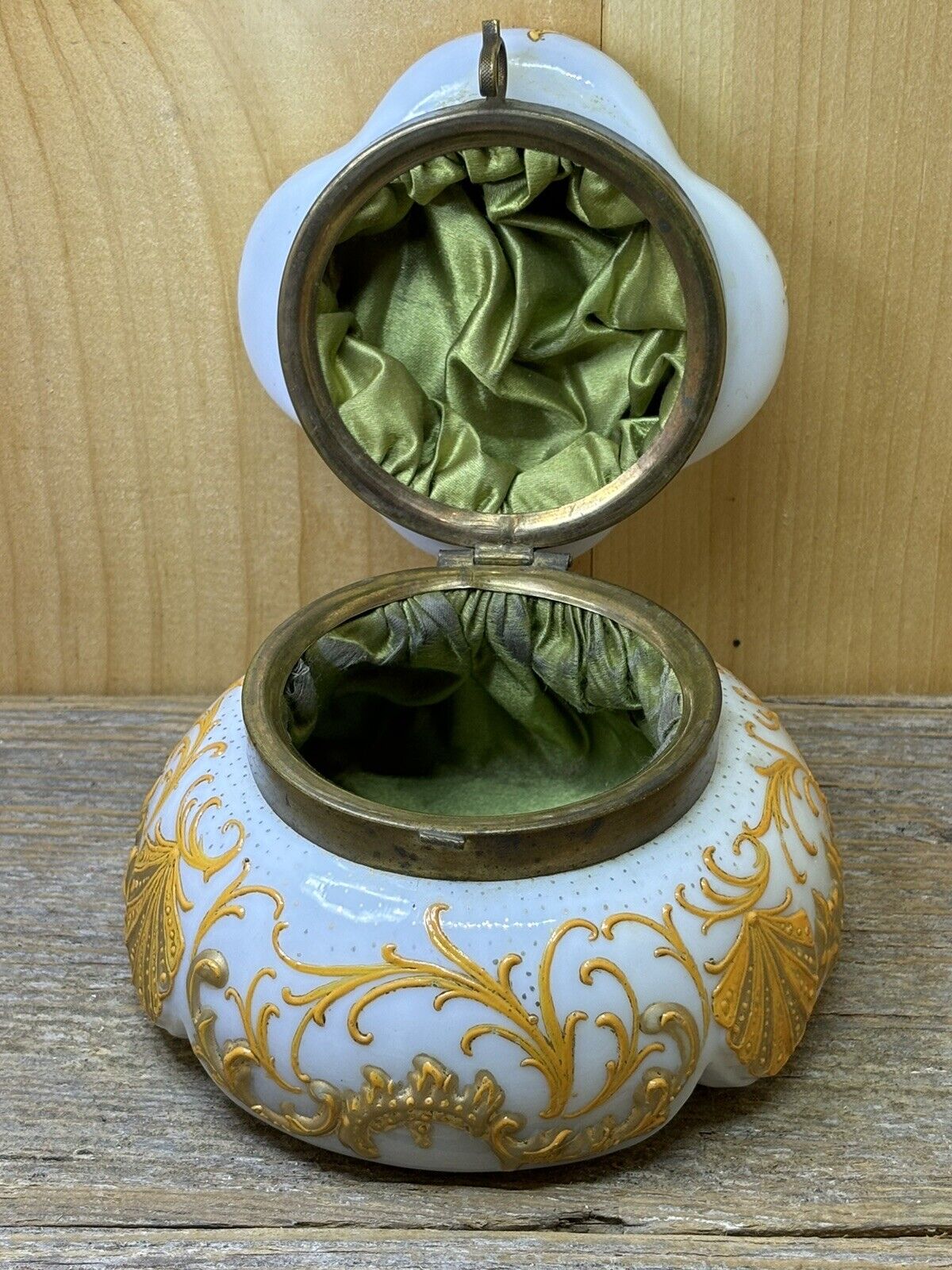 Rare Antique Dresser Trinket  Jar with Little Padlock And Key, Beautiful