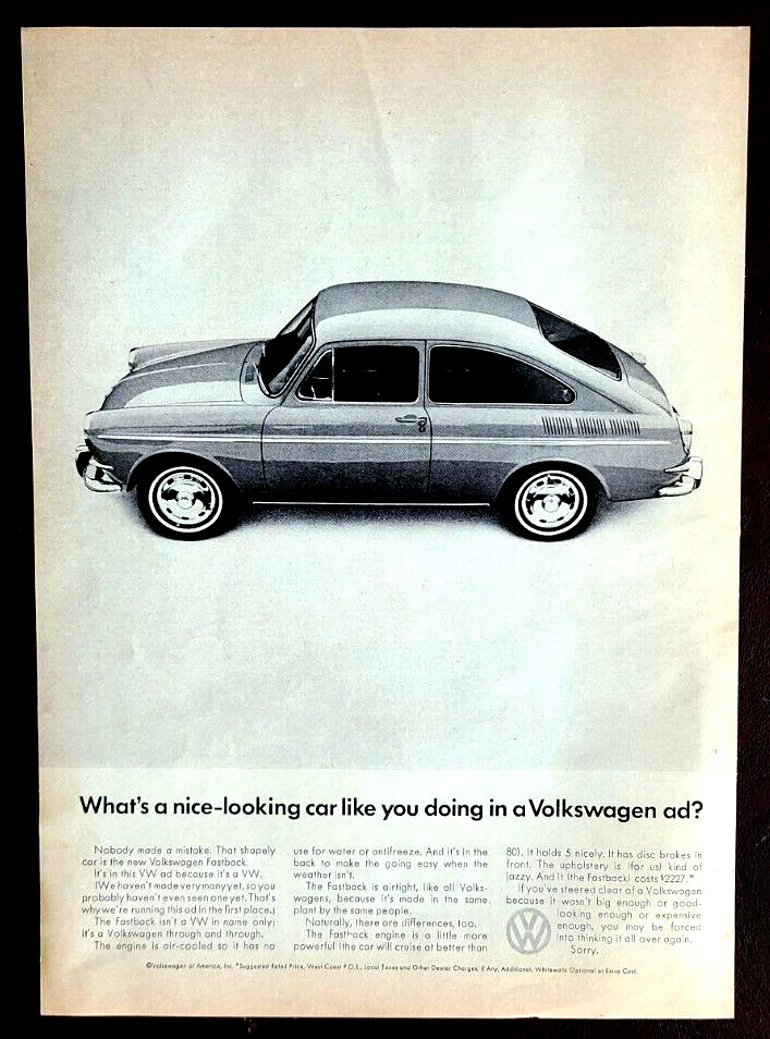 Volkswagen Fastback Original 1966 Vintage Print Ad