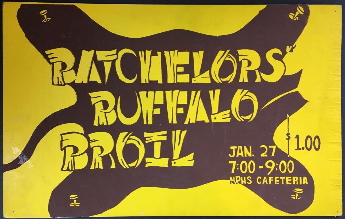 1940s High School Celebration Buffalo Broil Dinner Amateur Screen-Printed Poster