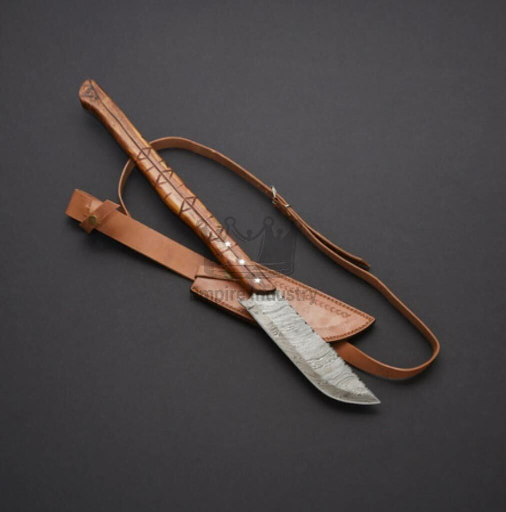 Viking, Custom Handmade Damascus Steel27 Inches Sword With Leather Sheath, Gift