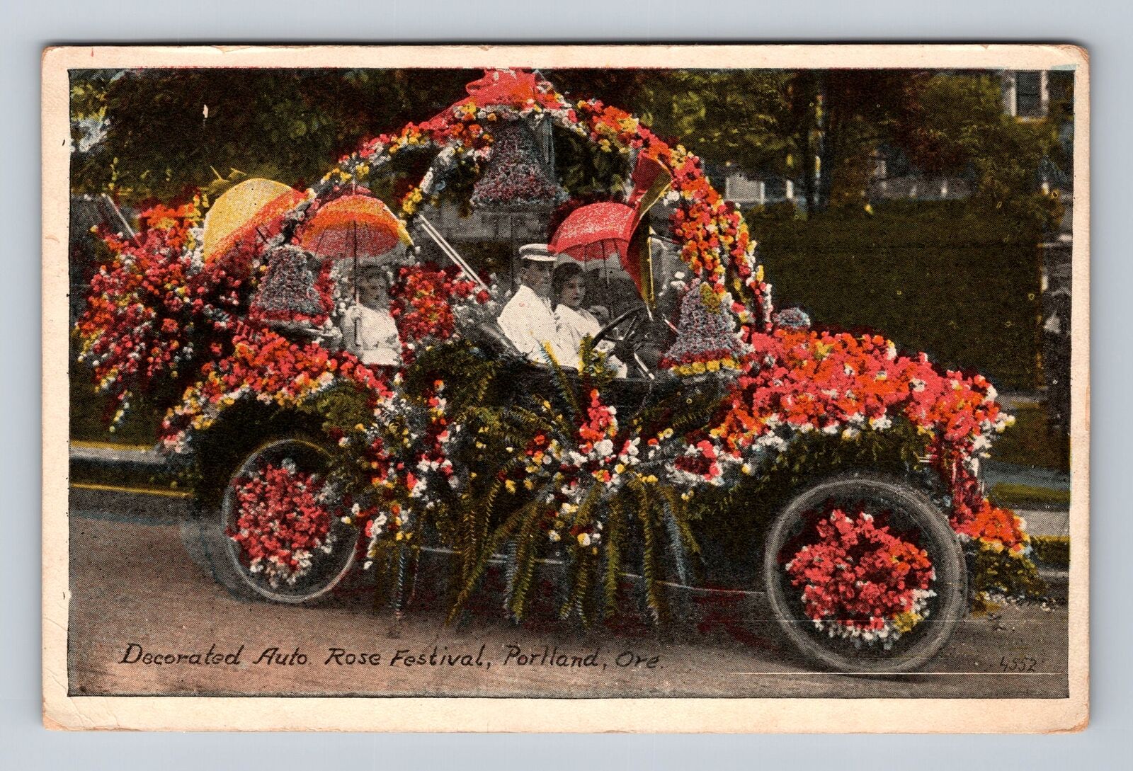 Portland OR-Oregon, Decorated Auto Rose Festival, Antique, Vintage Postcard