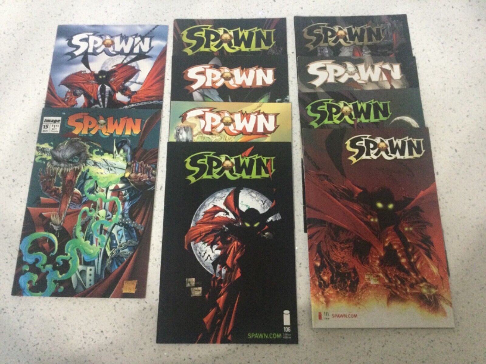 Spawn Low Print Run Lot of 10 books.#15 105-109 ,111,112,114,115 Image Comics