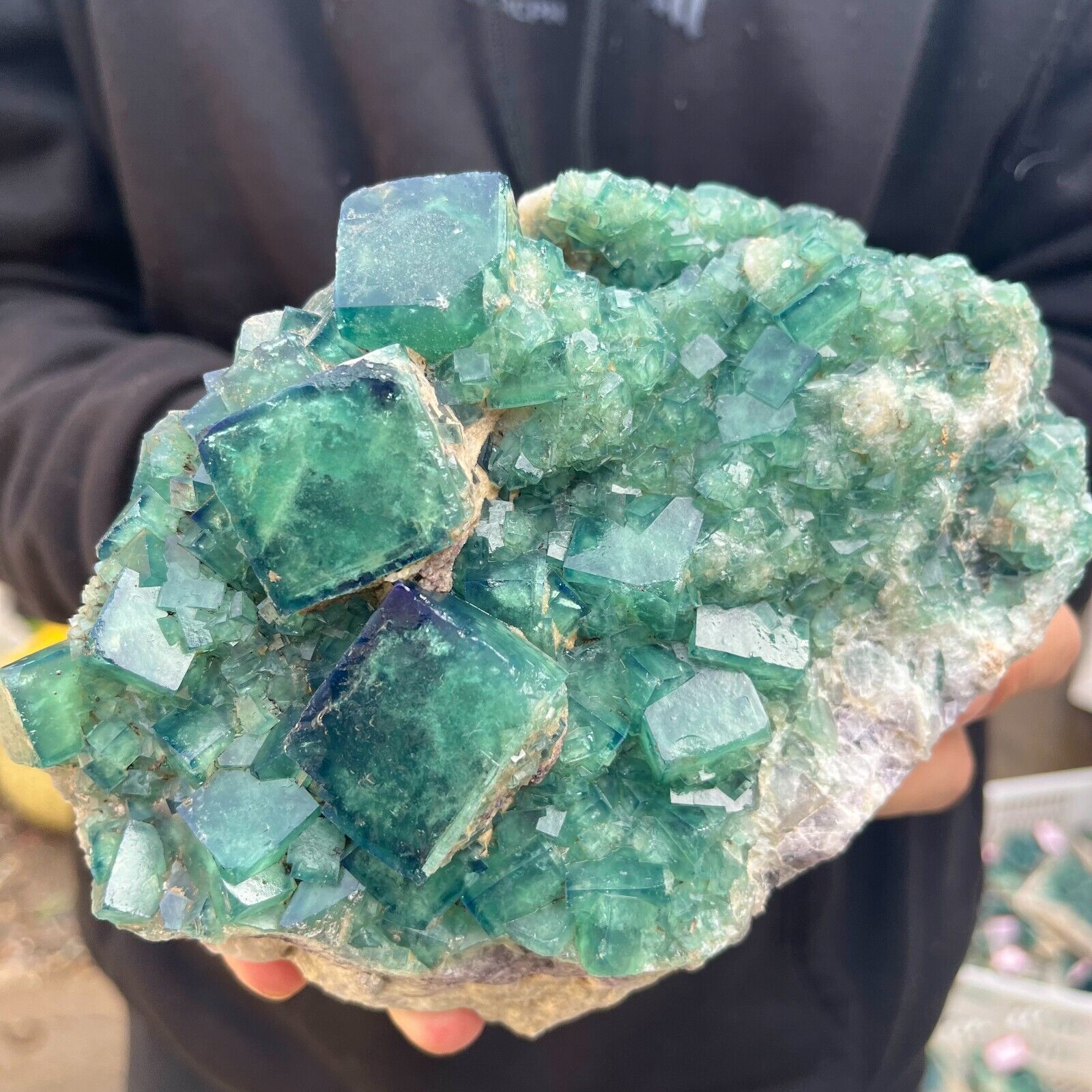 3.6lb Large NATURAL Green Cube FLUORITE Quartz Crystal Cluster Mineral Specimen