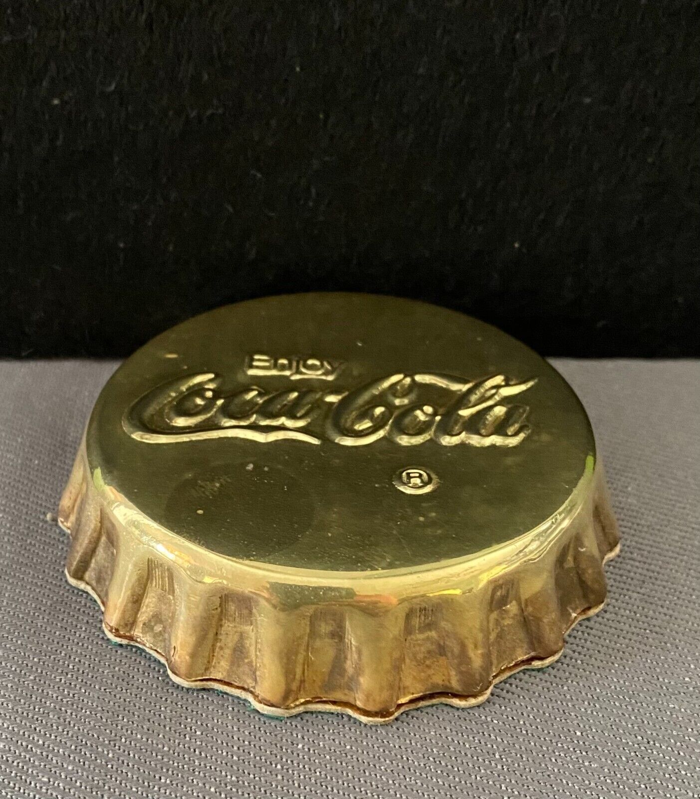 Vintage Coca-Cola Brass Crown Shaped Paperweight. Very good condition.