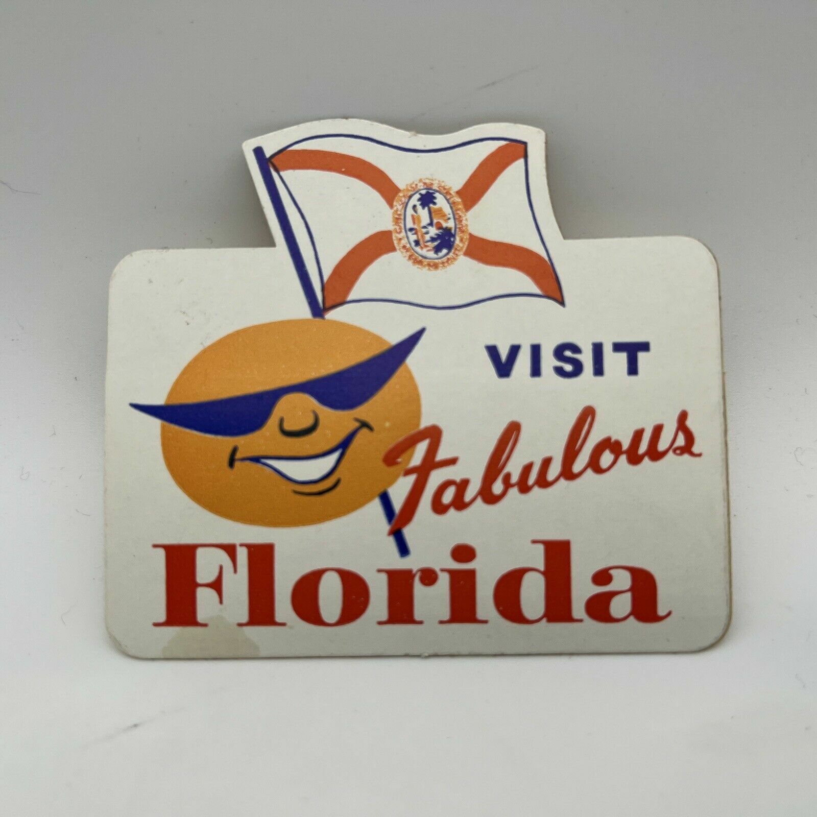 1960s VISIT FABULOUS FLORIDA State Flag Tourist Travel Luggage 3 x 2.75 STICKER