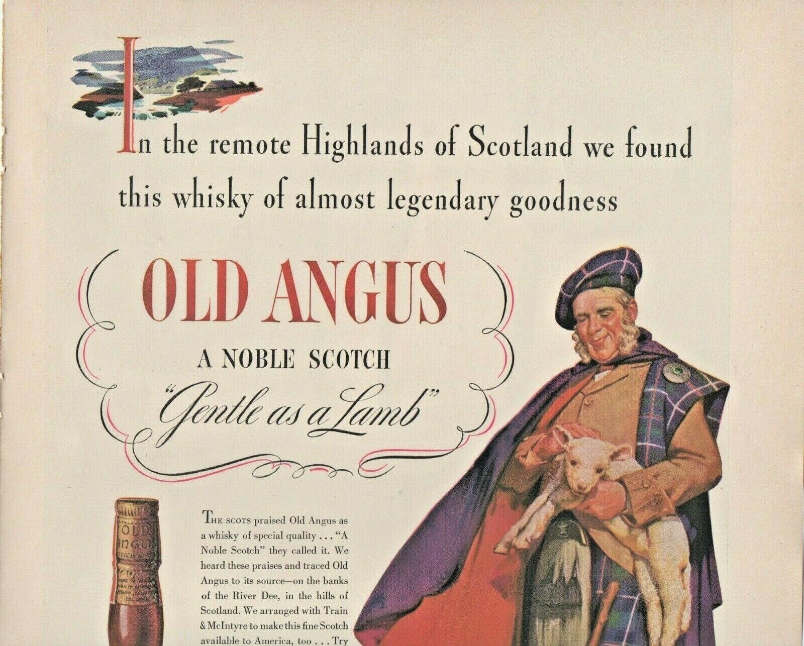 1938 Old Angus Scotch Vintage Print Ad A Noble Scotch Gentle As A Lamb
