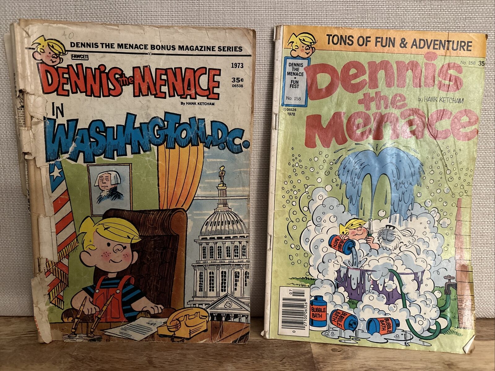 Lot Of 2 Vintage 70’s Dennis The Menace Comic Books Dennis In Washington 
