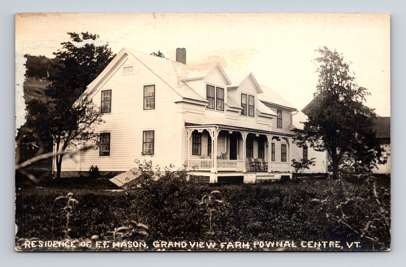 RPPC Residence of FF Mason Grand View Farm Pownal Vermont VT Real Photo Postcard