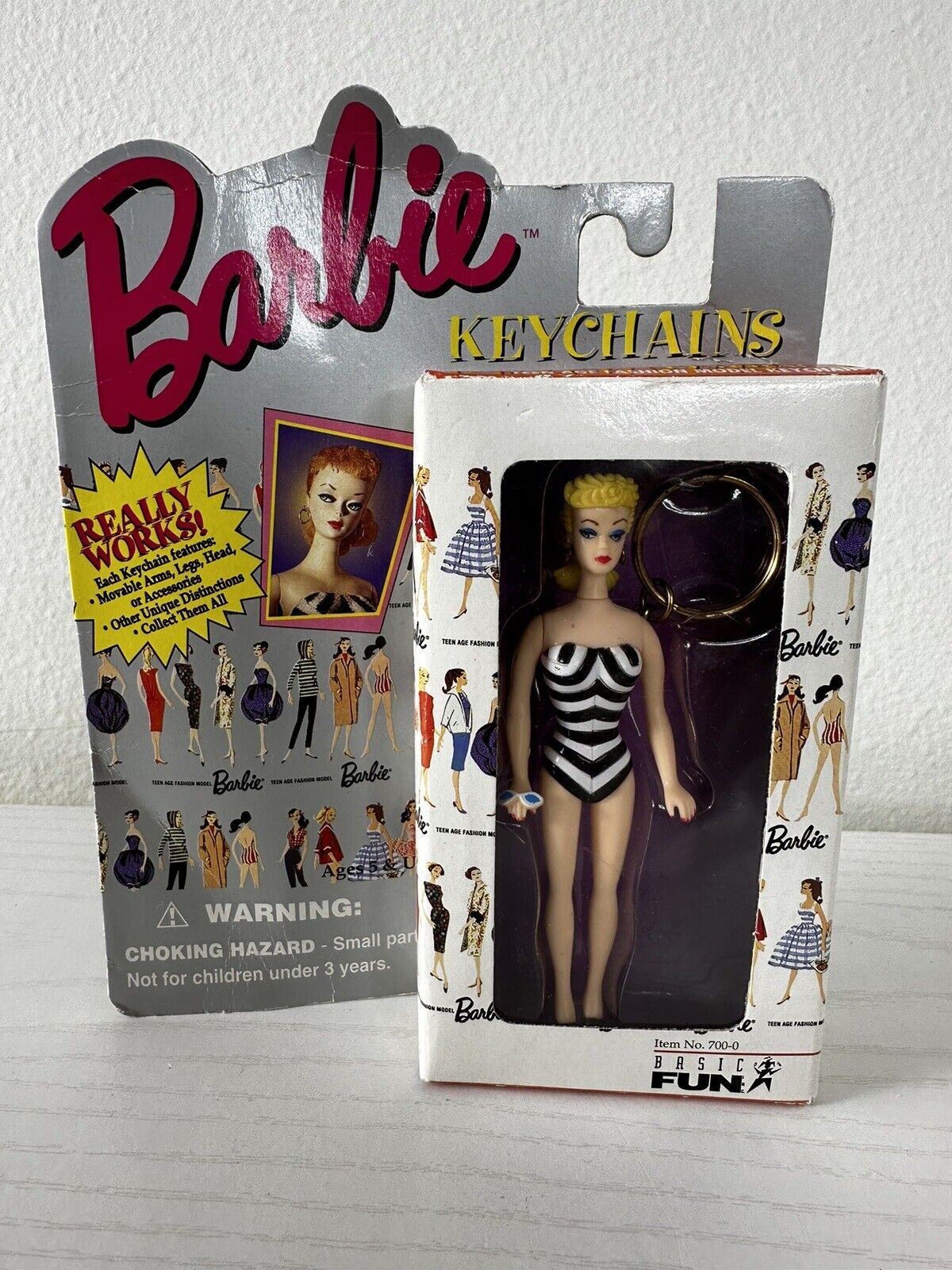Mattel 1995 Barbie Keychain Original 1959 Swimsuit Barbie New In Box