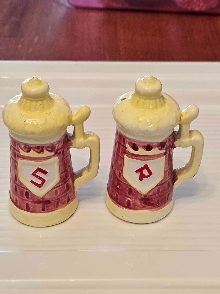 Vintage Pair of Ceramic Beer Stein Salt and Pepper Shakers - Japan