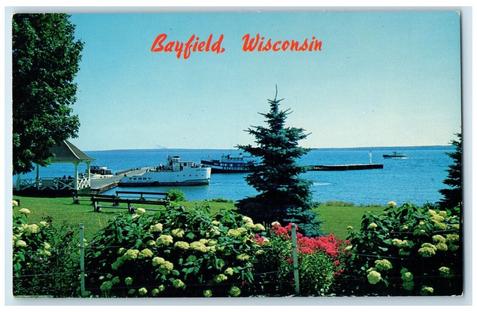 c1960's Picturesque Harbor And Park At Bayfield Wisconsin WI Unposted Postcard