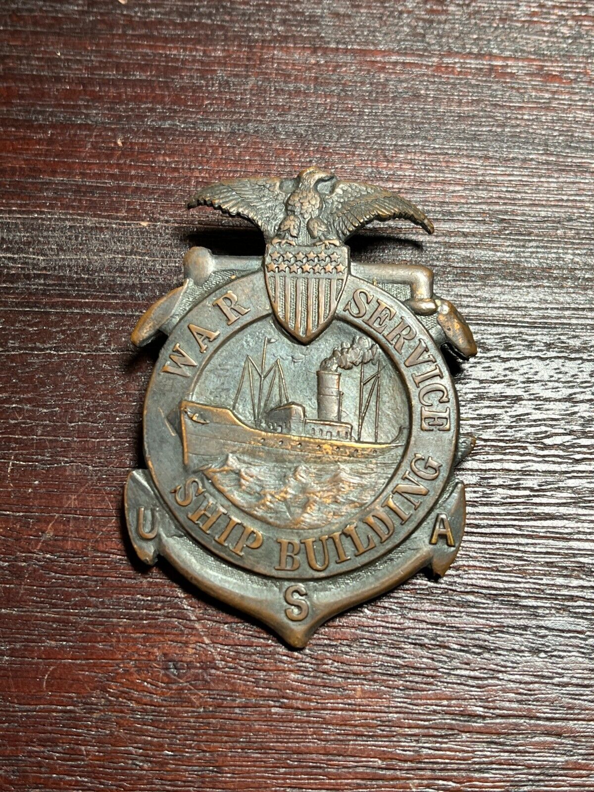 WWI World War Service  Ship Building Medal - Numbered 45674, one, bronze