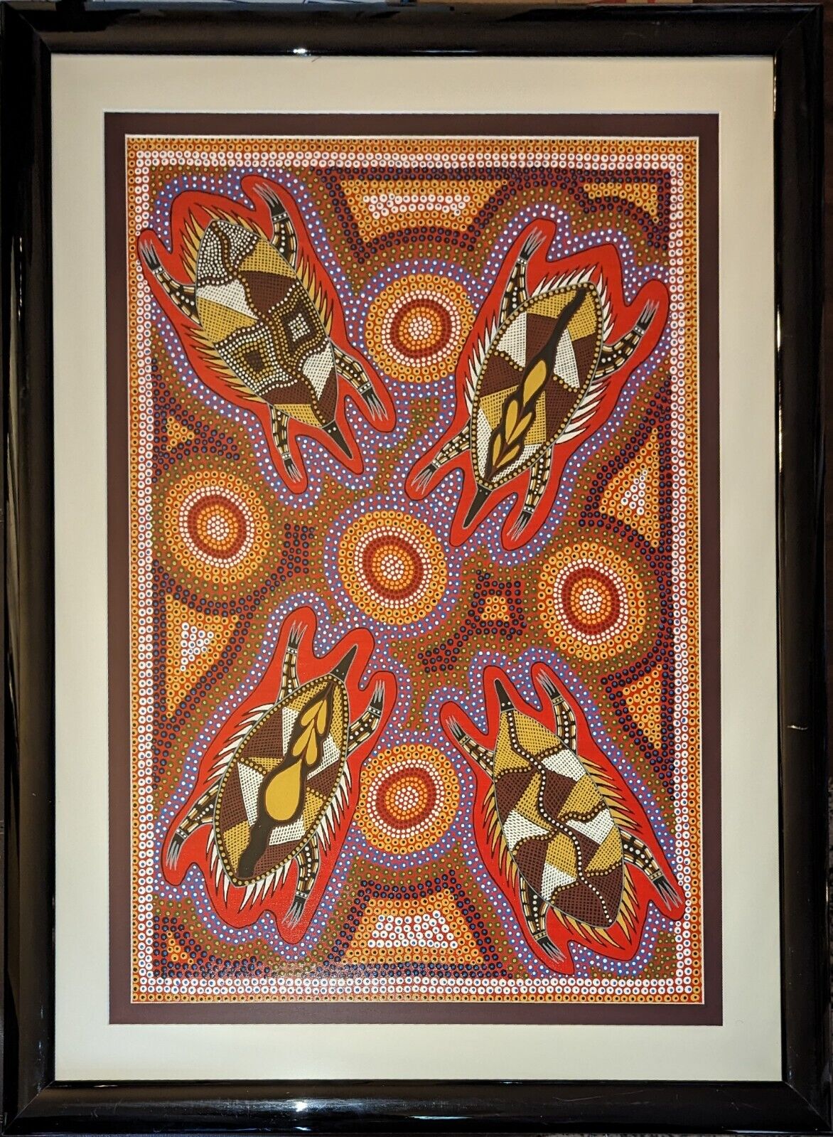 ✨ Australian Aboriginal Dot Painting Spiny Anteaters by Watson 30.5\