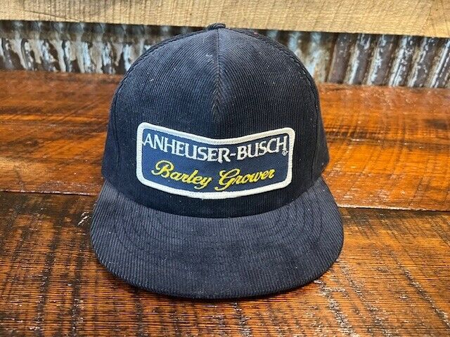 Vintage 1980's Budweiser Anheuser-Busch Barley Growers Patch Corduroy Cap Hat  