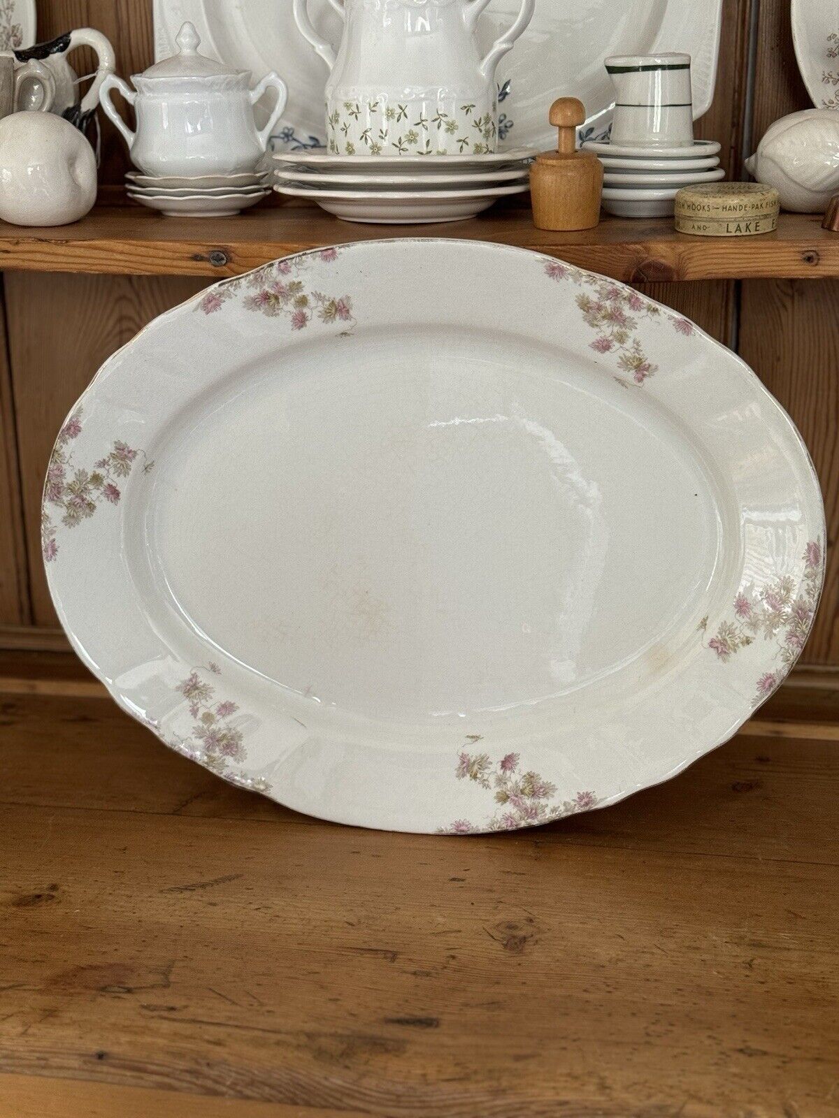 Antique XL Ironstone Oval Platter 1890s By Severn