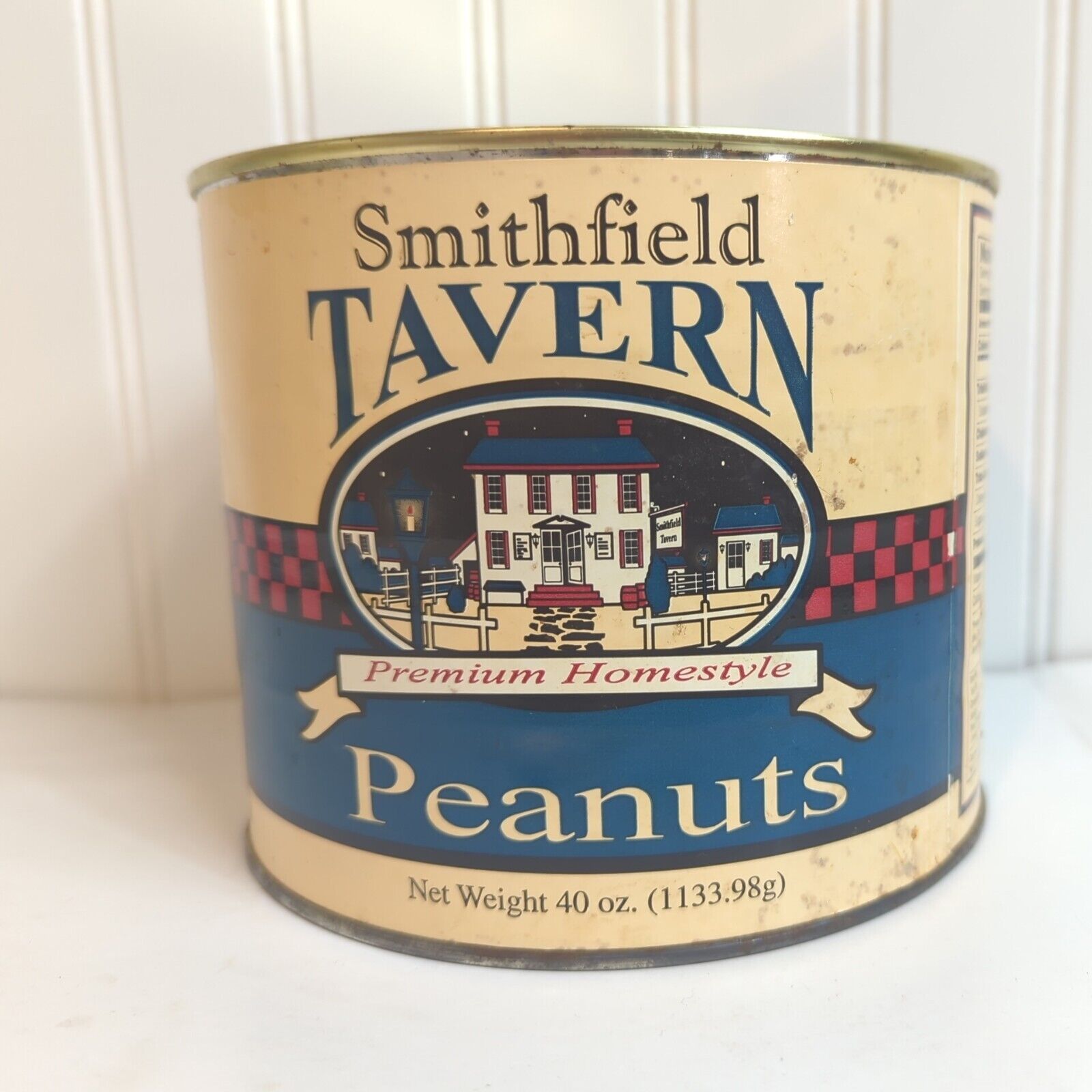 Vintage Rare Smithfield Tavern Peanuts  Tin 40 oz Virginia Peanuts Advertising 