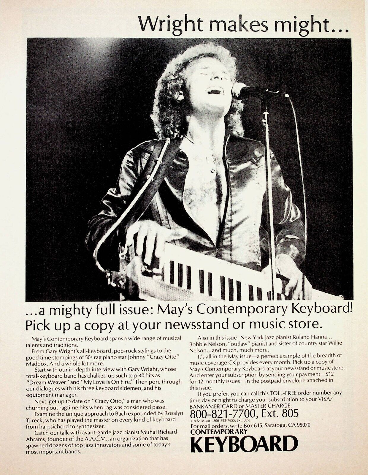 1978 Gary Wright Dream Weaver Keyboard - Vintage Print Advertisement