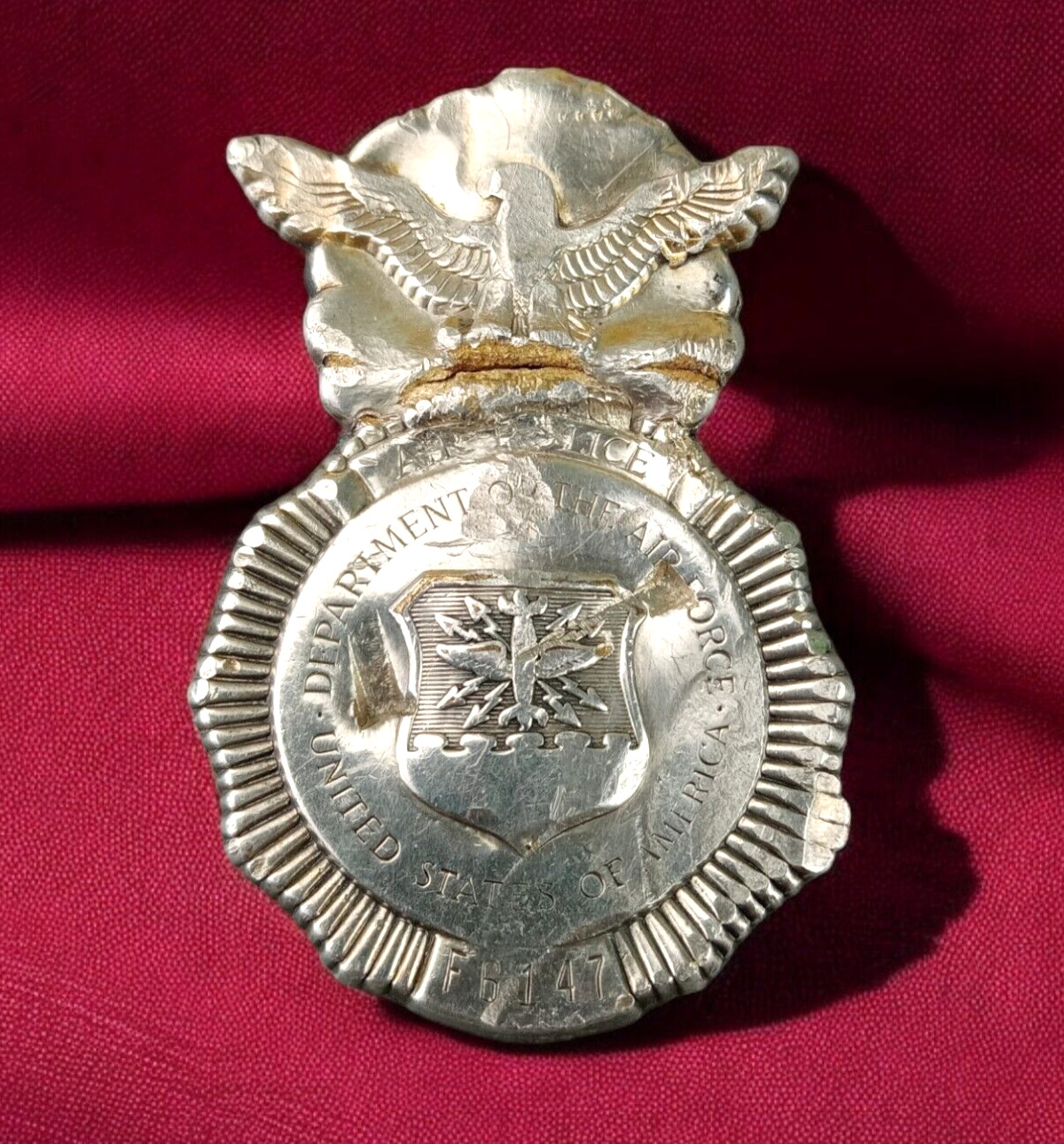 Vintage USAF Air Force Obsolete Numbered AIR POLICE Badge Eagle Shield VHTF