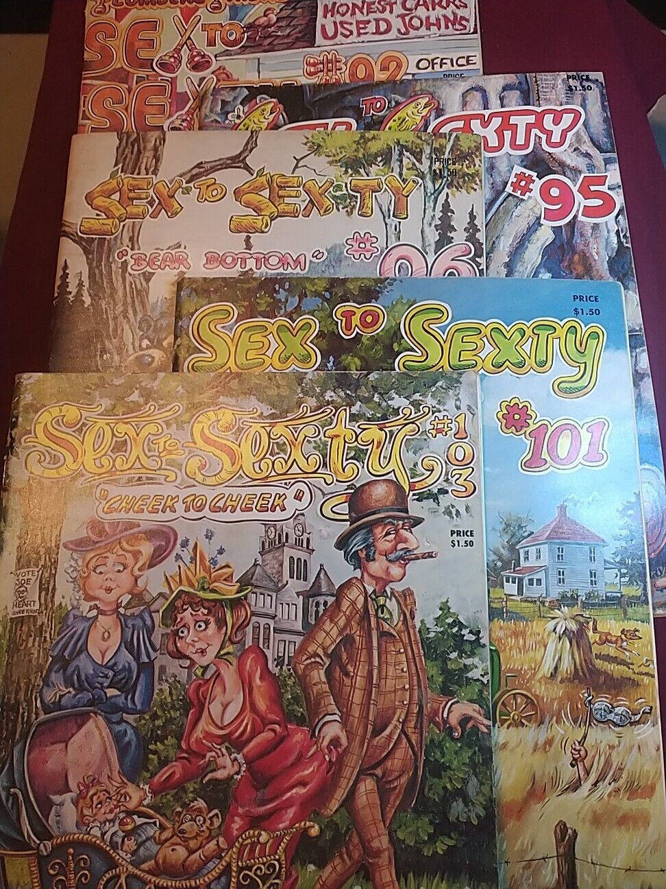 VINTAGE  1977-78 (5)SEX  TO  SEXTY COMIC  BOOKS  ADULT  HUMOR #92,95,96,101,103