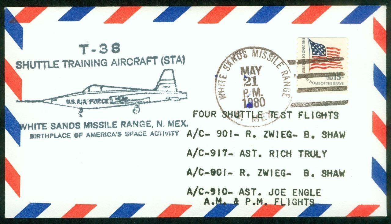 NASA, Cachet Flight Cover, Canceled 1980-05-21, T-38, Pilot Joe Engle & others