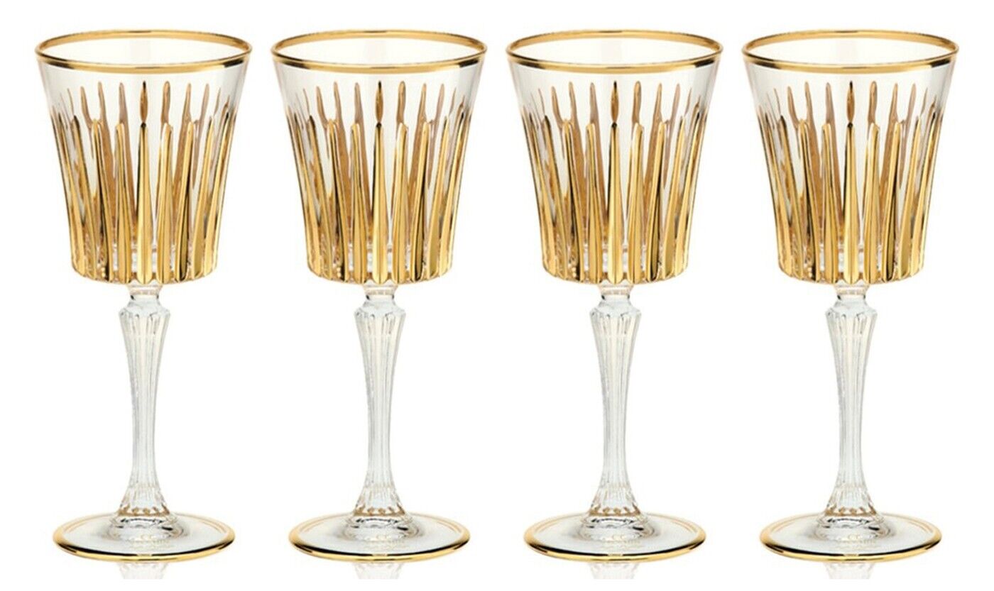 VICENZA 24K GOLD VENETIAN CRYSTAL WINE GLASSES - SET OF FOUR
