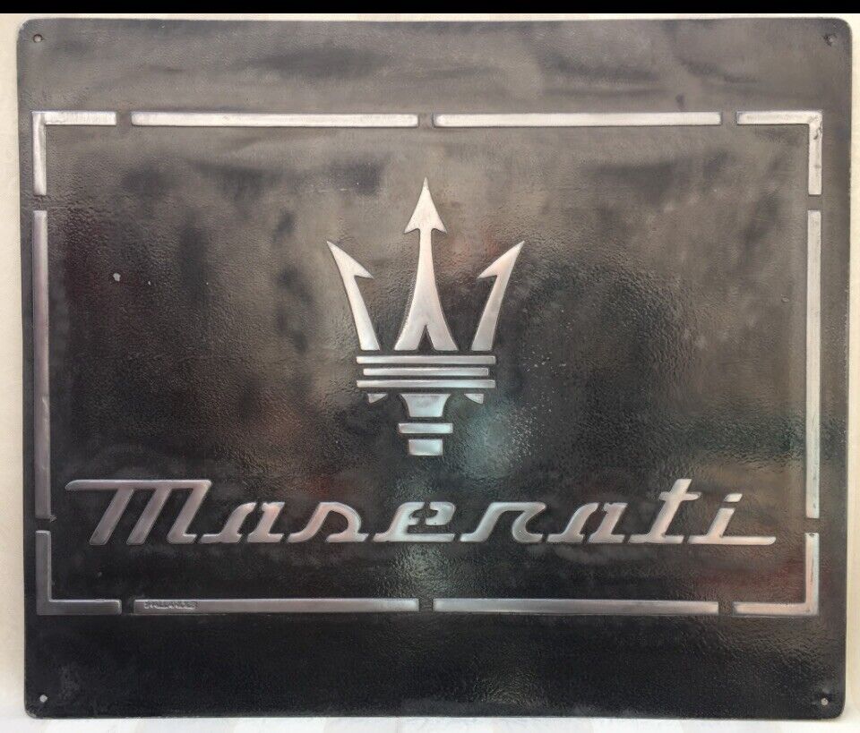Maserati Vintage Silver metal Sign