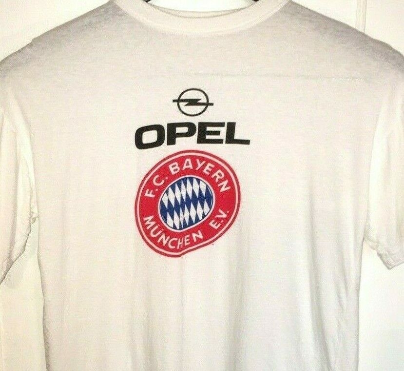 Vtg OPEL F.C BAYERN T SHIRT Football Club RARE German Soccer Team MUNICH Logo