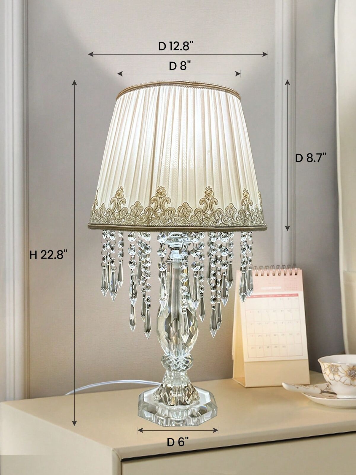 Crystal Table Lamps Set Of 2 With Dimmer Switch,Elegant Crystal Bedside Lamps
