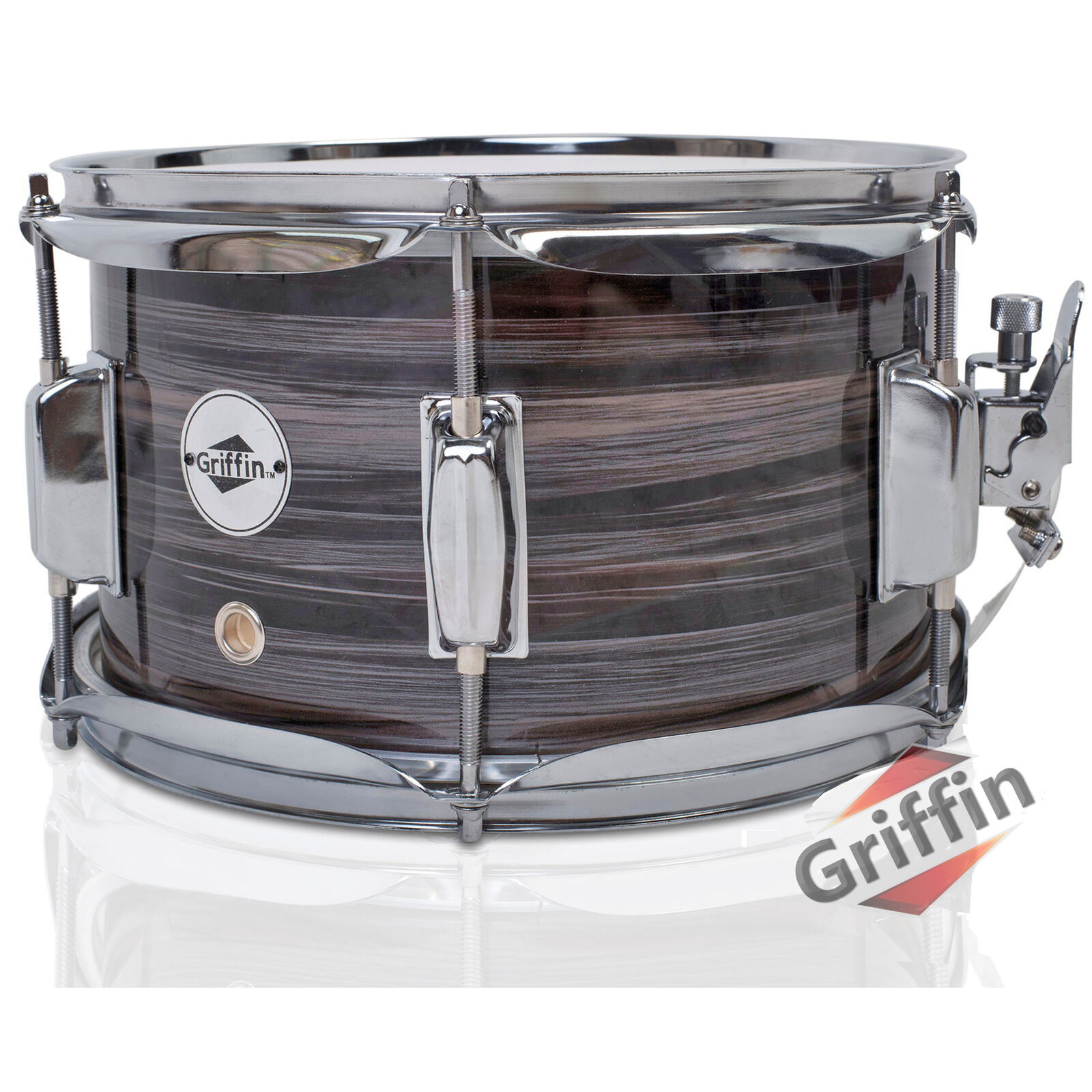 GRIFFIN Firecracker Snare Drum - Popcorn 10x6 Zebra Poplar Wood Shell Soprano