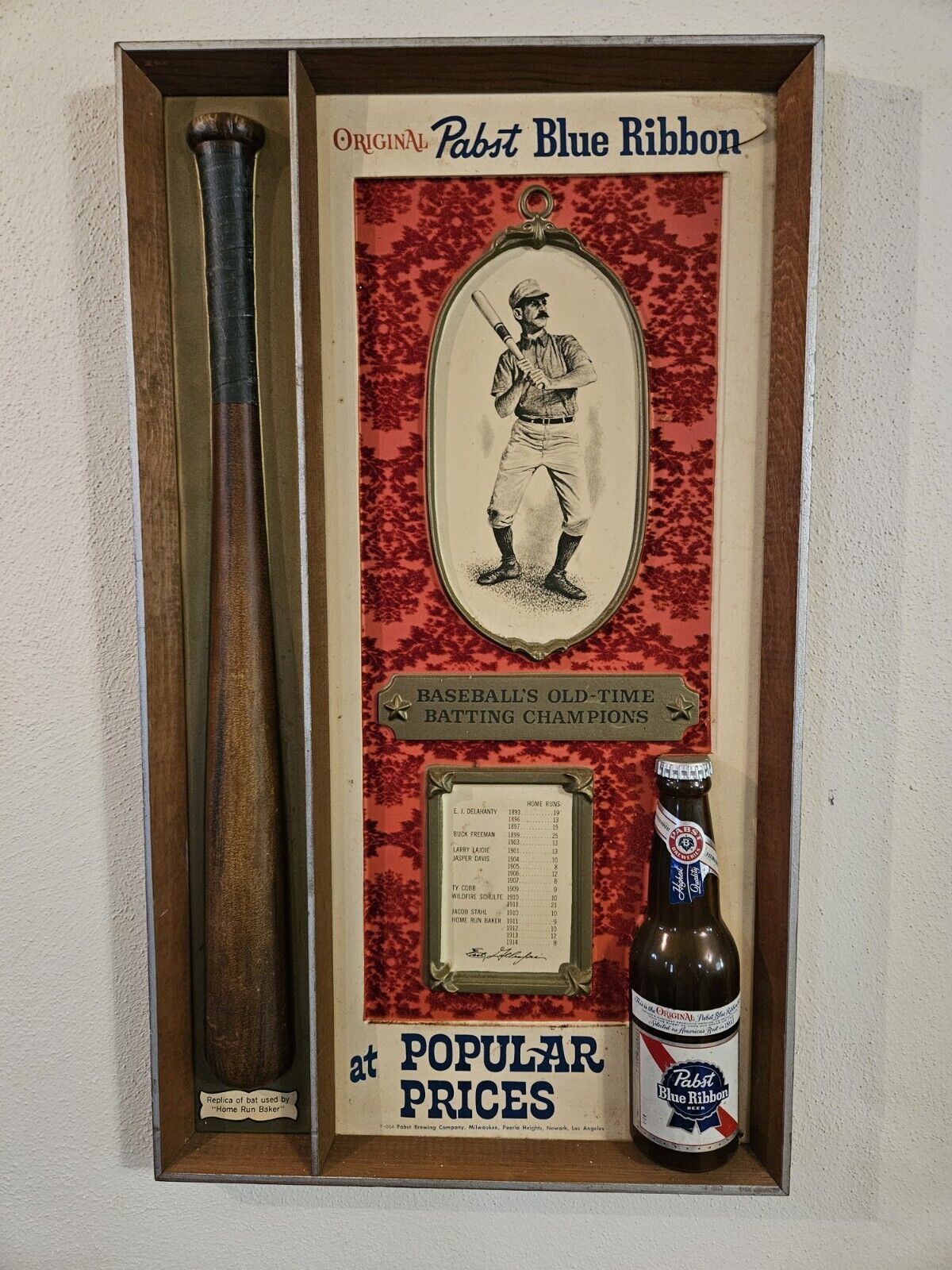 Vintage Pabst Blue Ribbon Beer Baseball's Old-Time Batting Champions Bar Sign