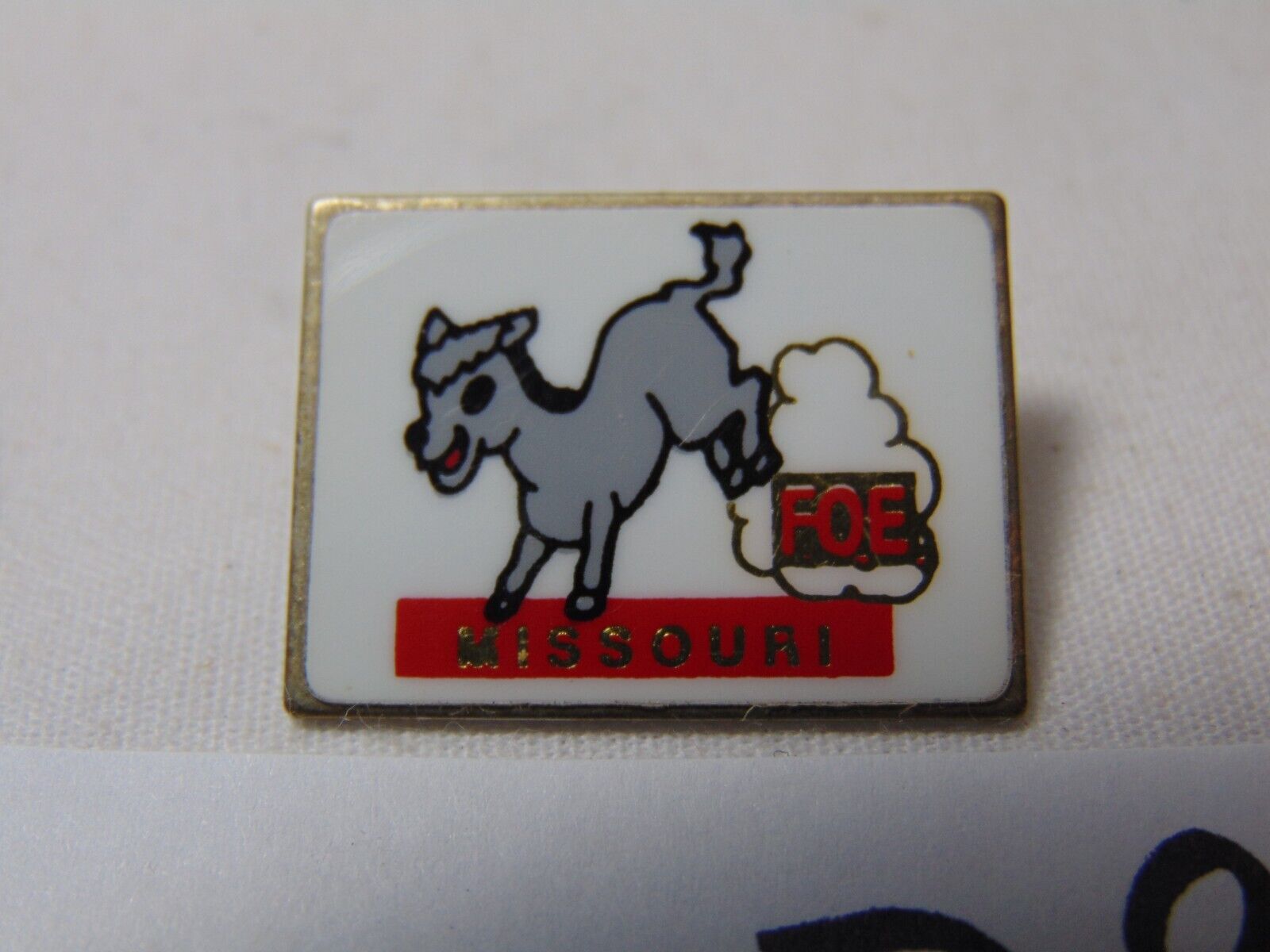 Vintage FOE Missouri Pin Union Made Democrat Donkey Rare Political