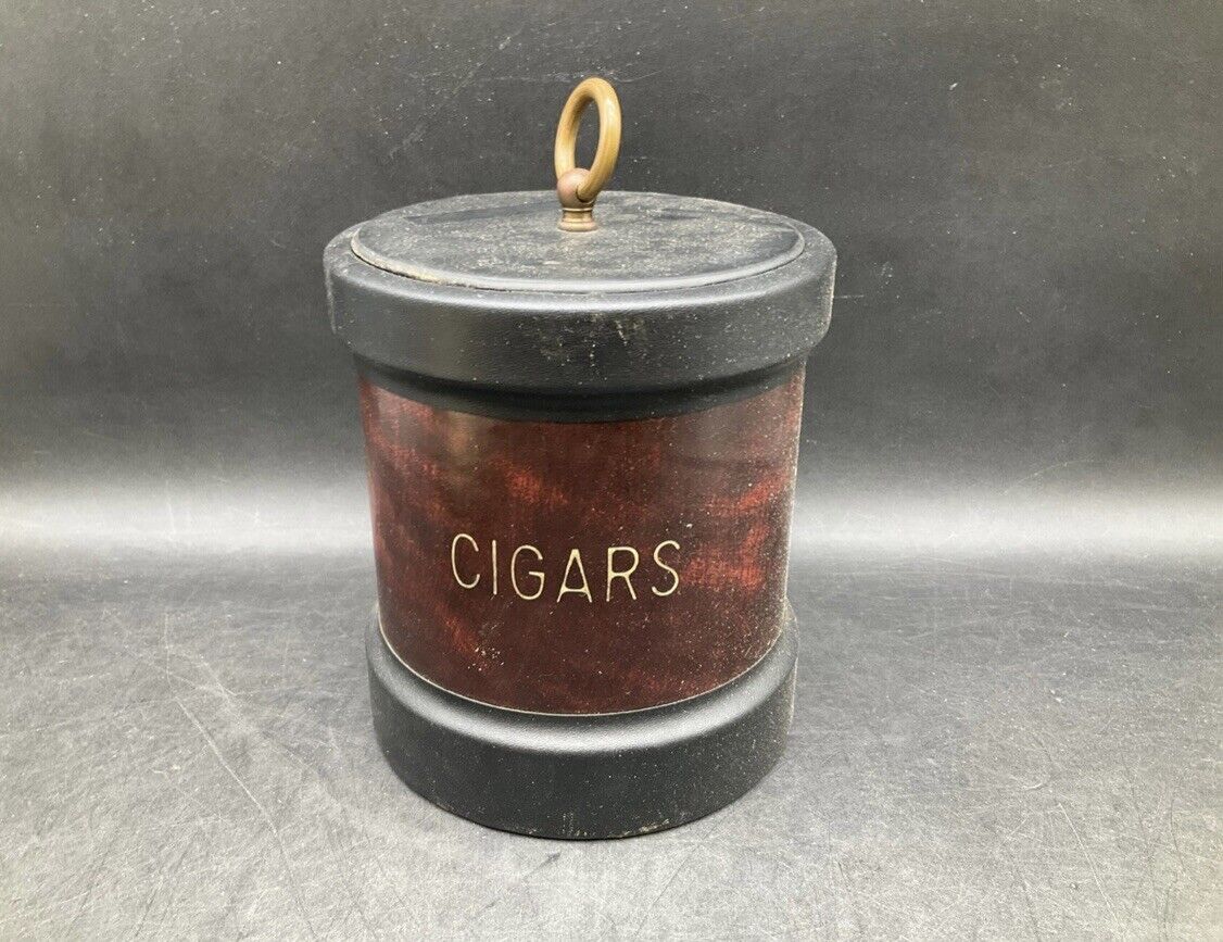 Vintage Leather CIGAR CANISTER/ Humidifier