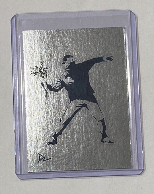 Banksy Platinum Plated Artist Signed “Flower Thrower” Tribute Trading Card 1/1