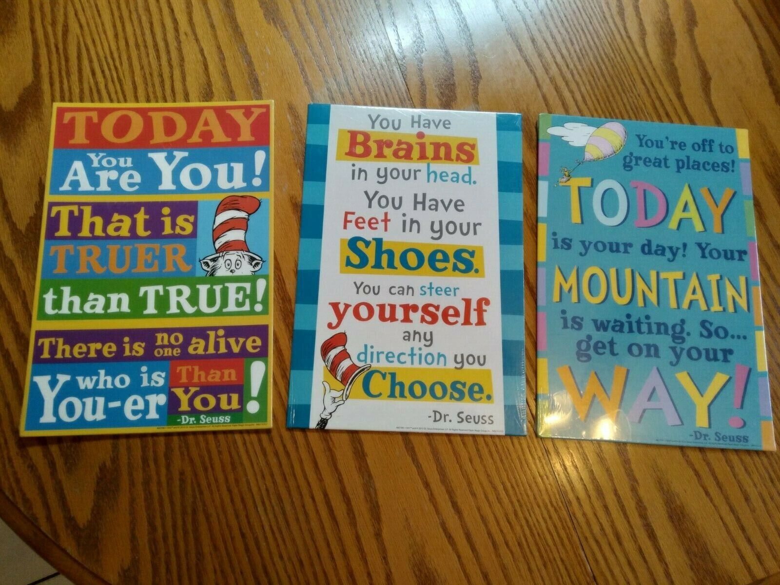  3 Dr.Seuss 12 x 8 inch Cardboard Posters  NEW/ Sealed cardboard material