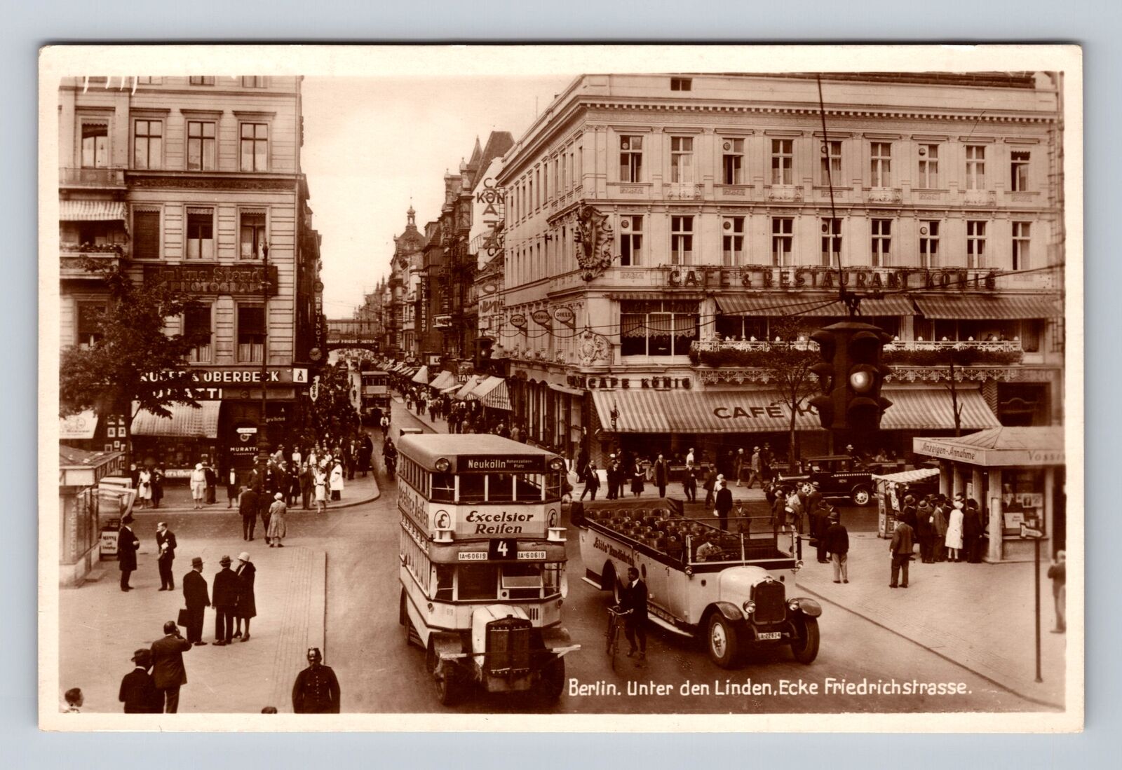 Berlin Germany, Unter den Linden, Ecke Friedrichstrasse Antique Vintage Postcard