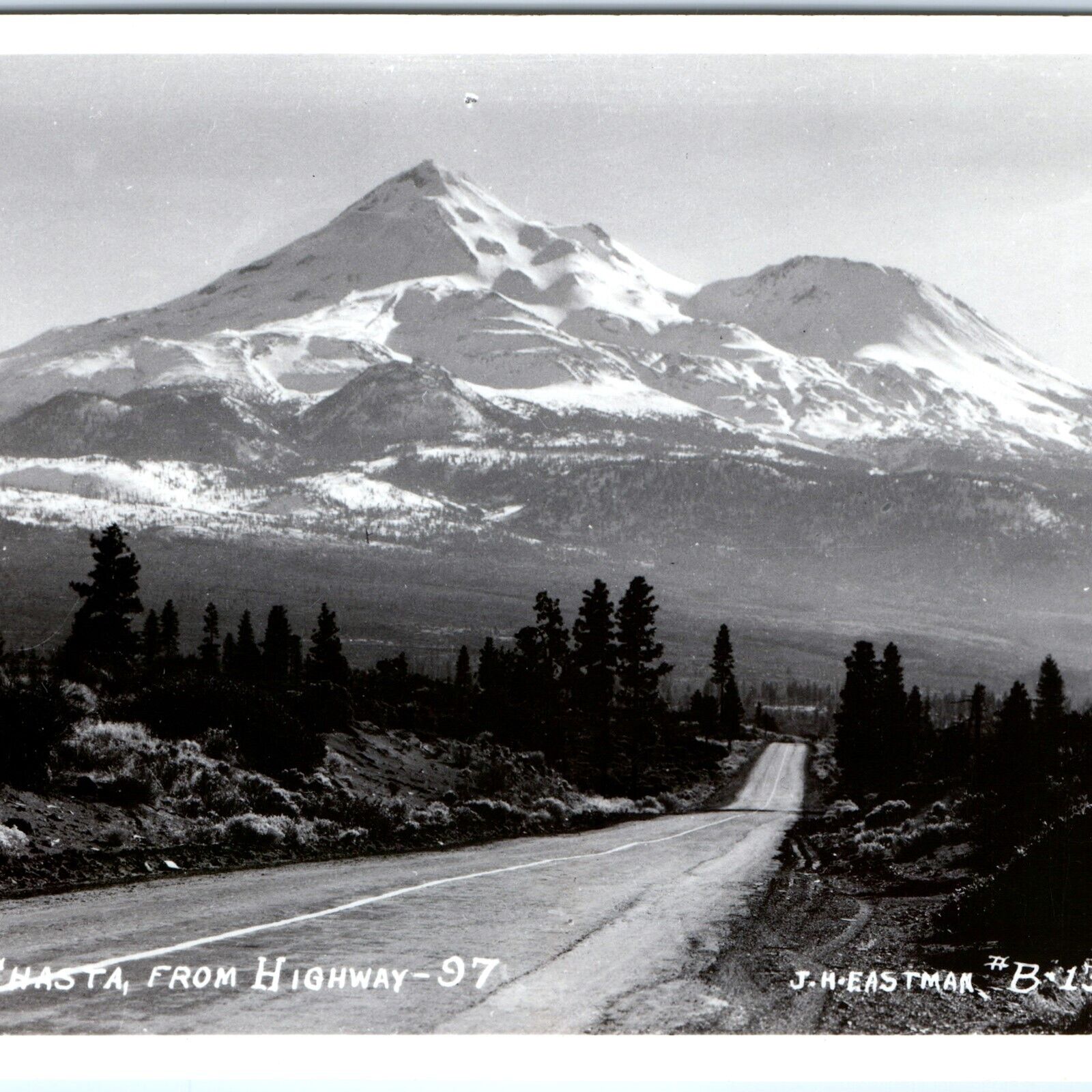 c1950s California Highway 97 RPPC Mt. Shasta Real Photo Road JH Eastman A164