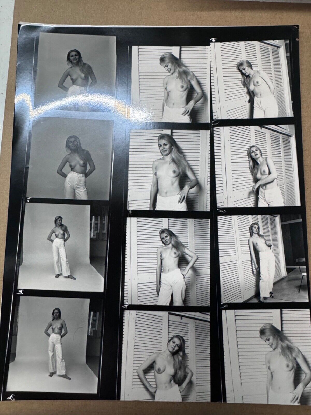 Vintage 1960s Topless Model Contact Sheet