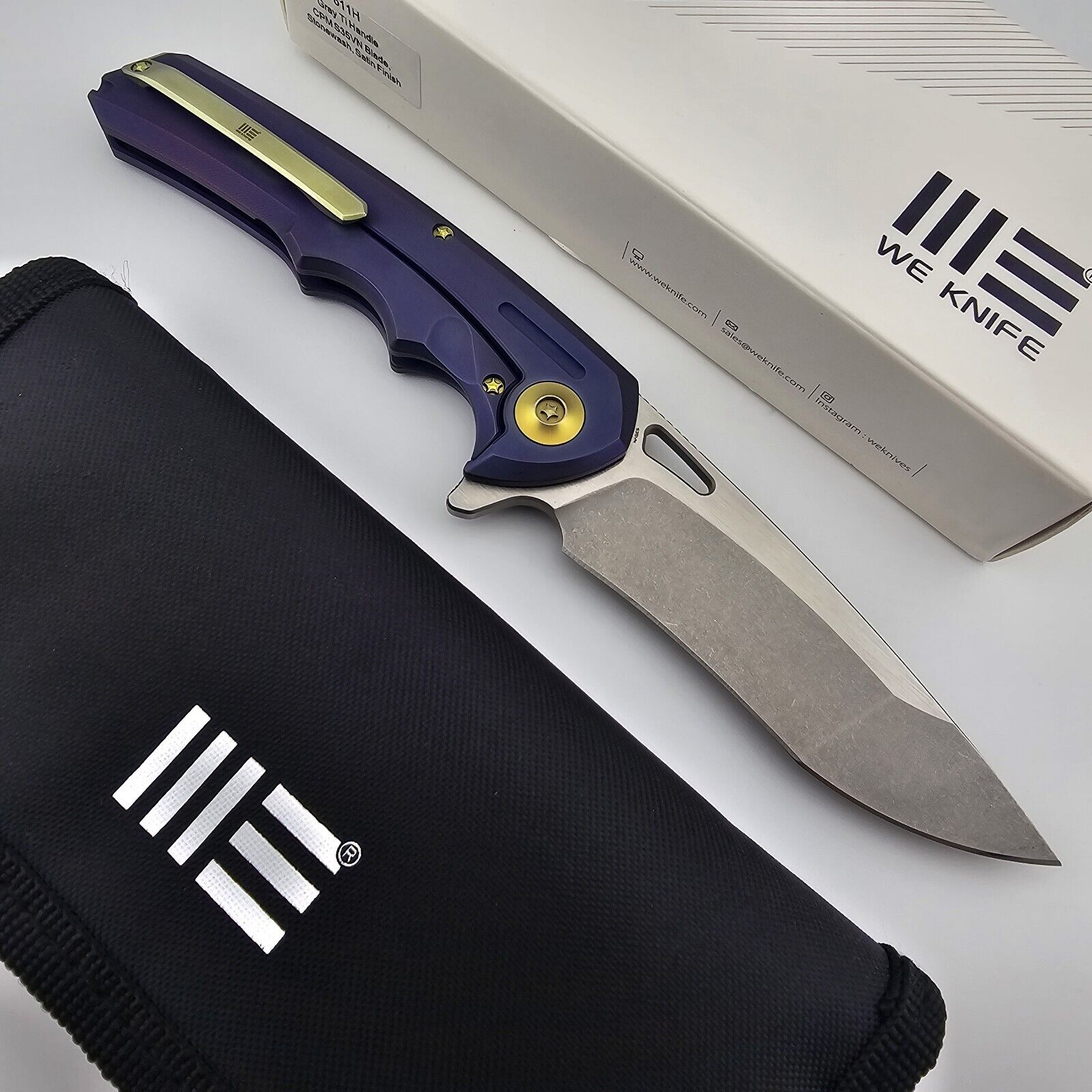 WE Knife 611H Folder Anodized Purple Titanium Handles Two Tone CPM S35VN Blade