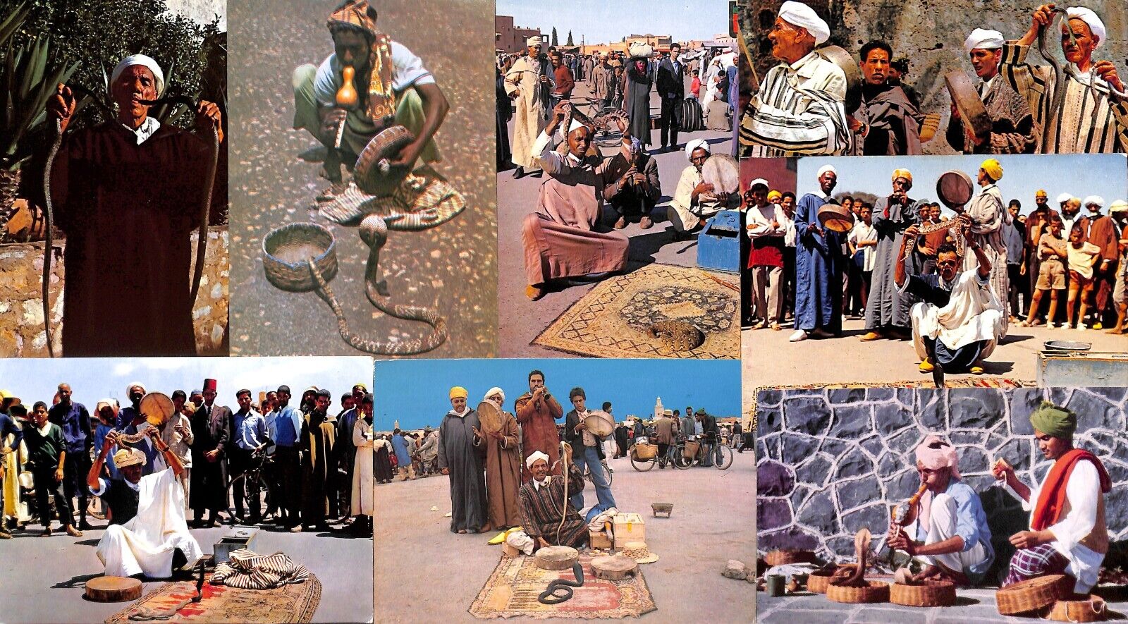 Cultures & Ethnicities African & Asian ethnic snake charmers lot of 8 postcards