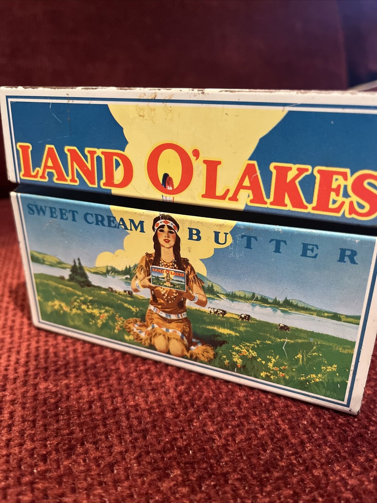 Vintage Land O\' Lakes Butter Advertising Metal Tin Recipe Box  NO CARDS