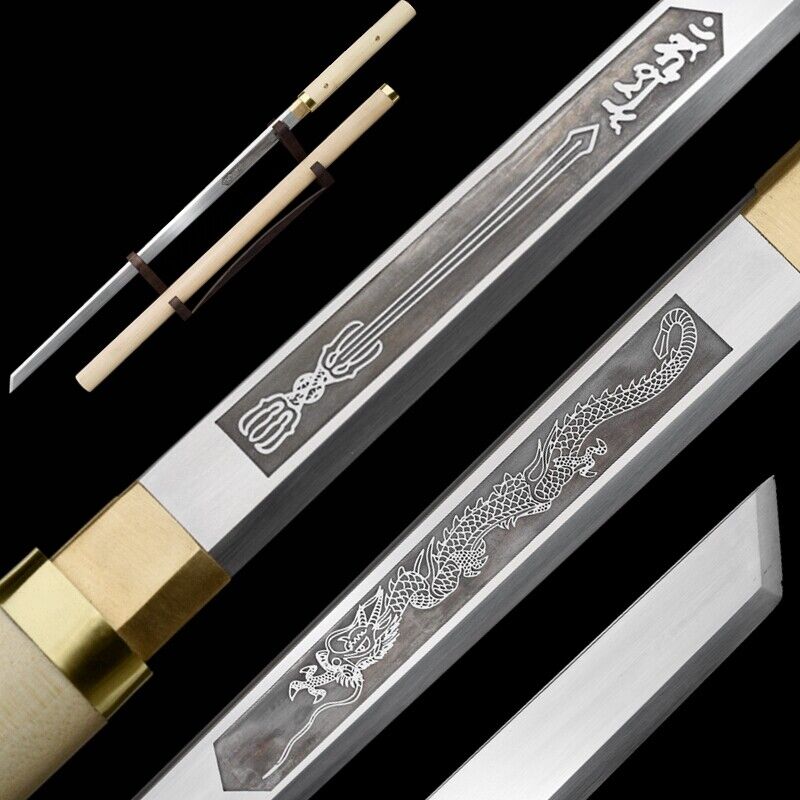 Japanese Shingon Buddhist Ninja Samurai Straight Sword Steel Blade Sharp #3758
