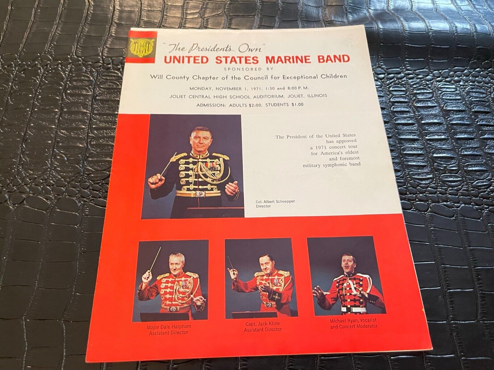 11/1/1971 United States Marine Band Concert Tour Program Joliet IL (MISC6324)