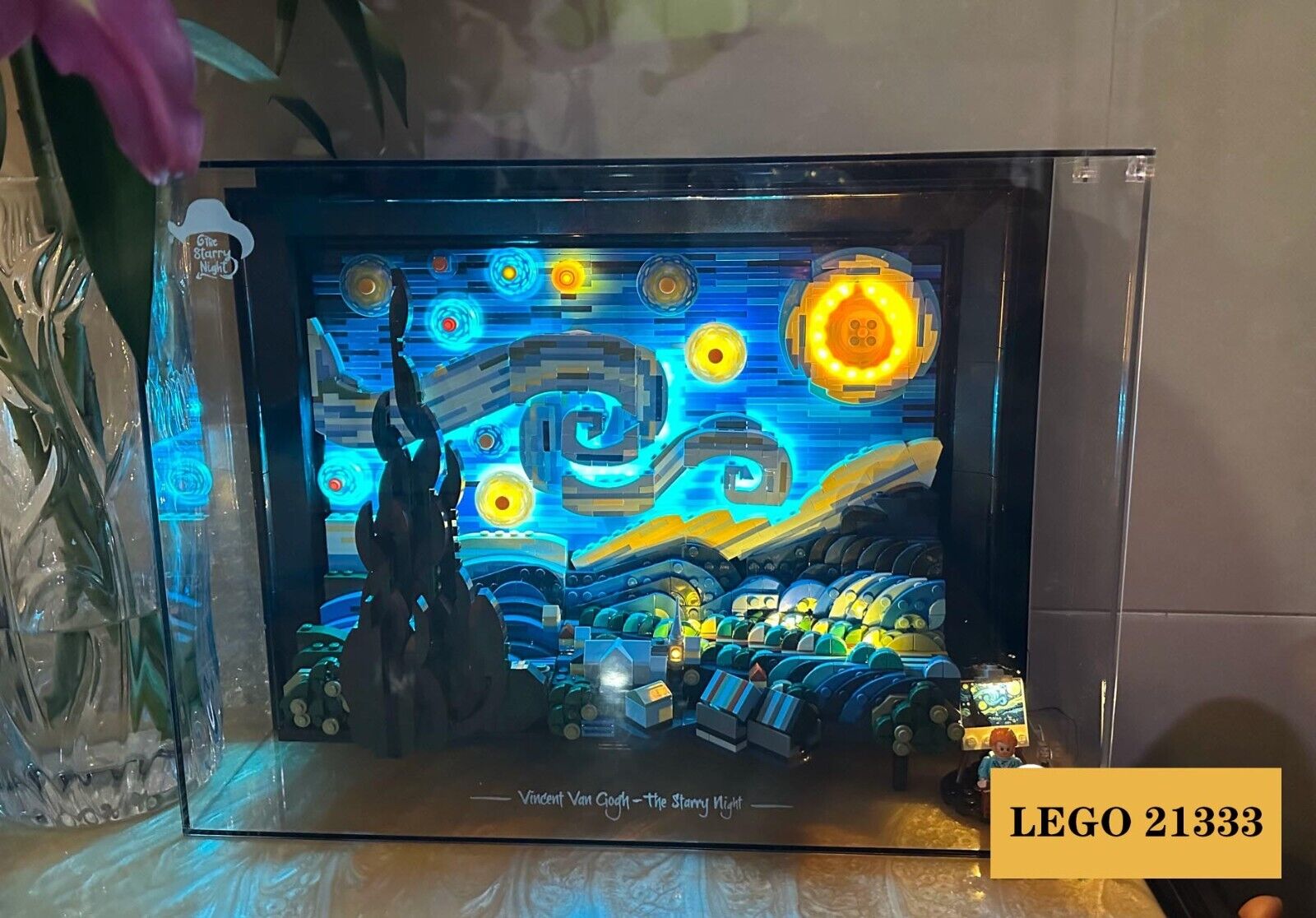Display case & light kit For LEGO 21333 Vincent van Gogh The Starry Night Lights